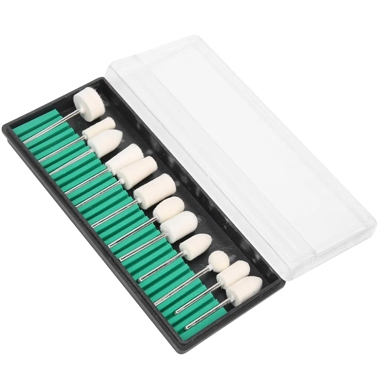 12pcs Wool Felt Nail Grinding Polishing Heads Set for Portable Nail Drill Bits Accessories