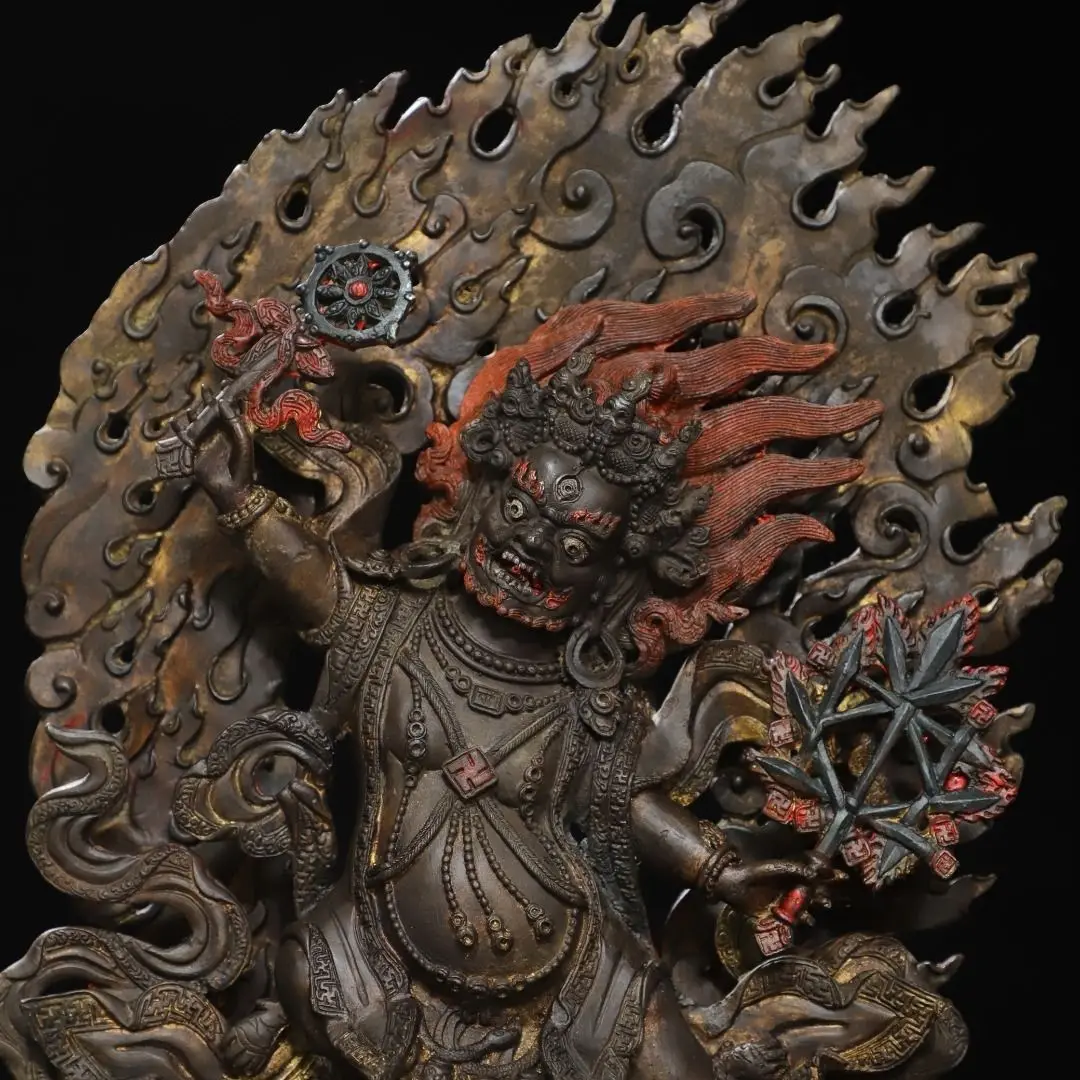 Tibetan Buddhism Mahakala Statue Tantric Tantric Wrathful Dharma Protector Sculpture Home Temple Buddha Shrine Meditation Decor