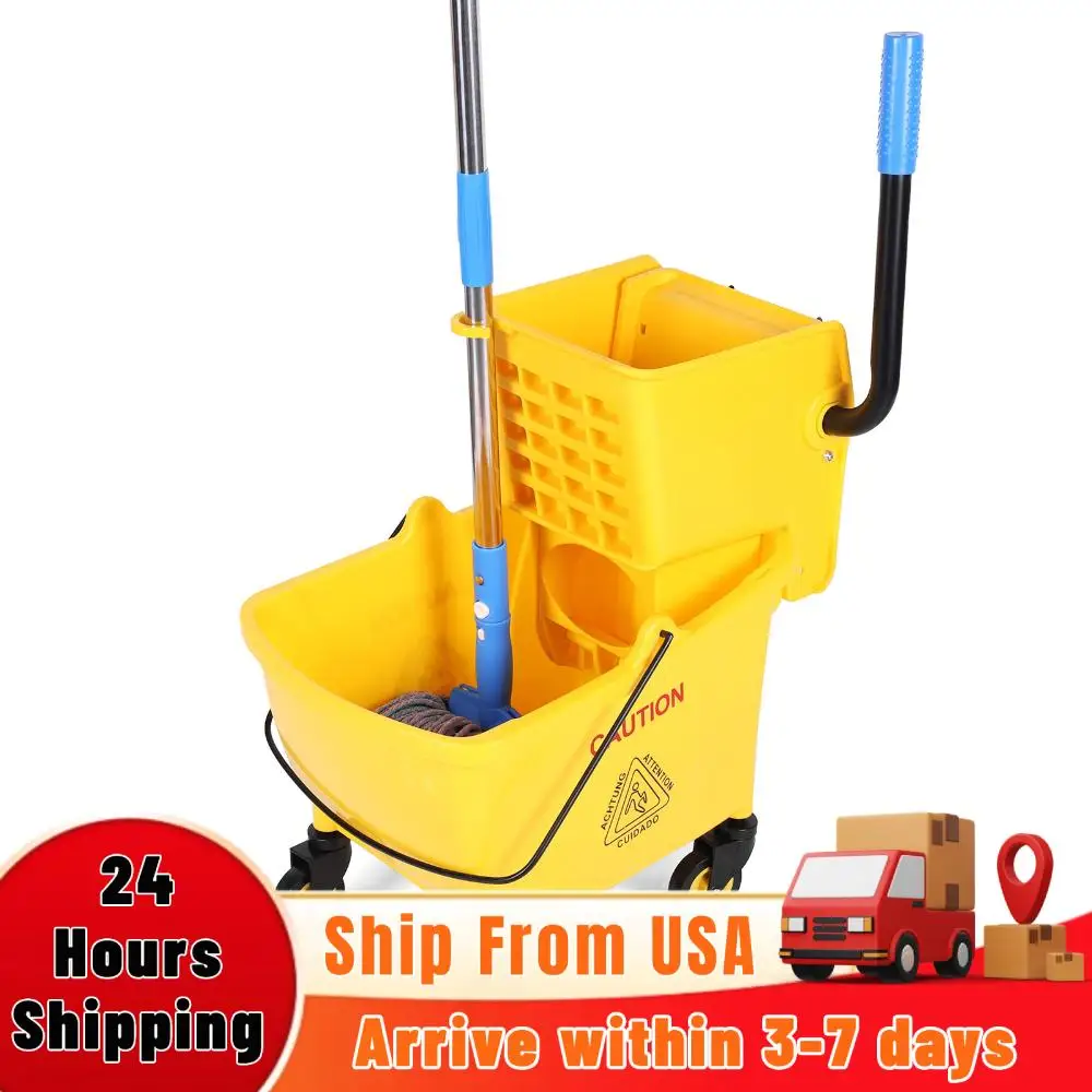 

24-литровое ведро-отжиматель для швабры на колесах, пластиковое, износостойкое, креативное, для дома/ресторана/холла