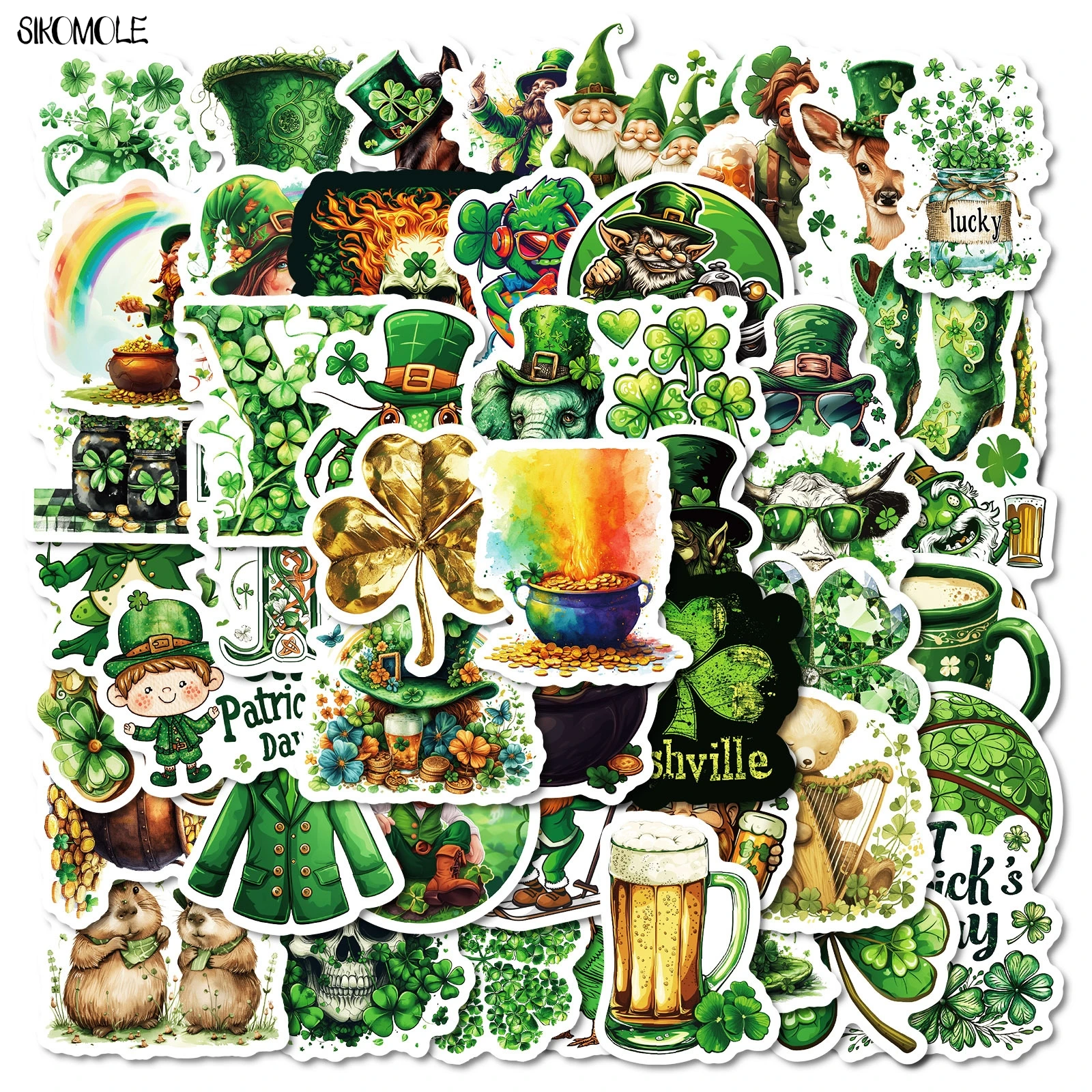 10/30/50PCS Cartoon St. Patrick S Day Stickers Country Ireland Holiday Aesthetic Green For DIY Toy Fridge Graffiti Decal Sticker