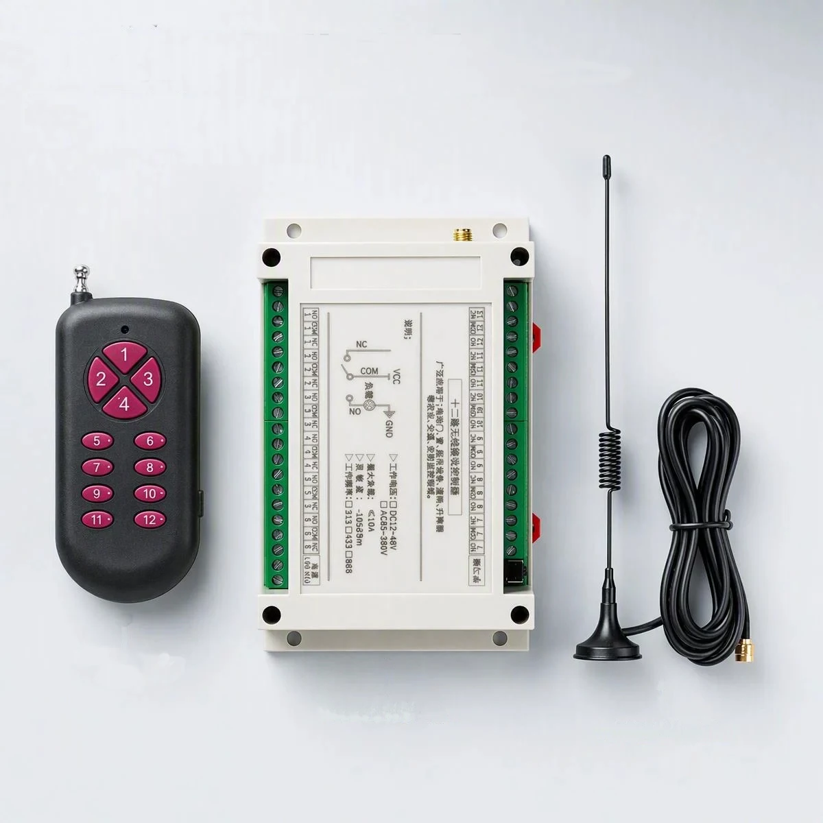 3000m DAC220V 433MHz 12 Channel RF Wireless Remote Control Switch Industrial Crane Multiple Power Relay Transmitter