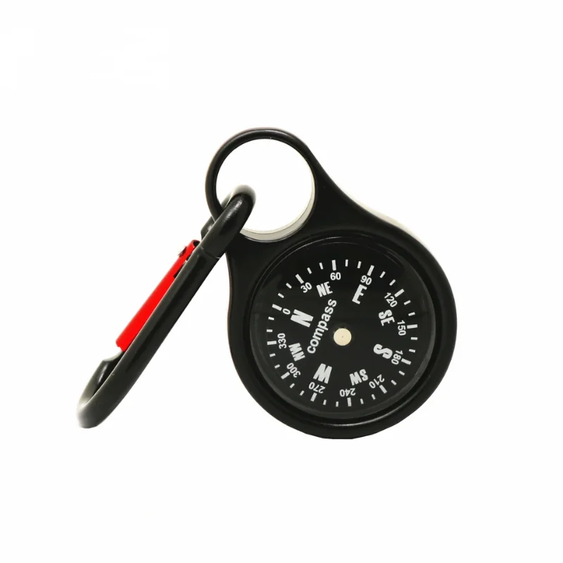 Double-sided Metal Keychain, Mini Compass, Mountaineering Key Buckle, Snap Hook, Thermometer Compass, Car