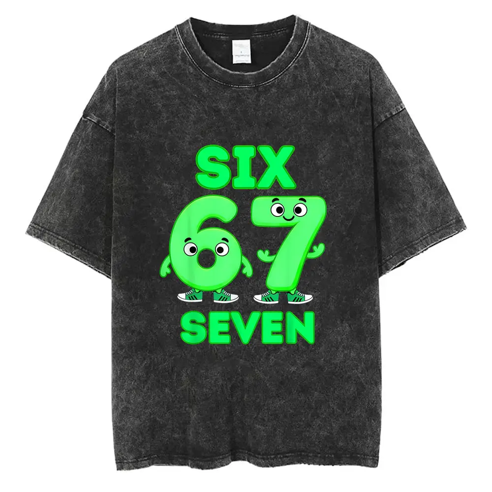 

Funny Italian Brainrot Six Seven 67 Green Number Vintage Washed T-shirt Men Women Casual Oversized Streetwear Male Fashion Tees