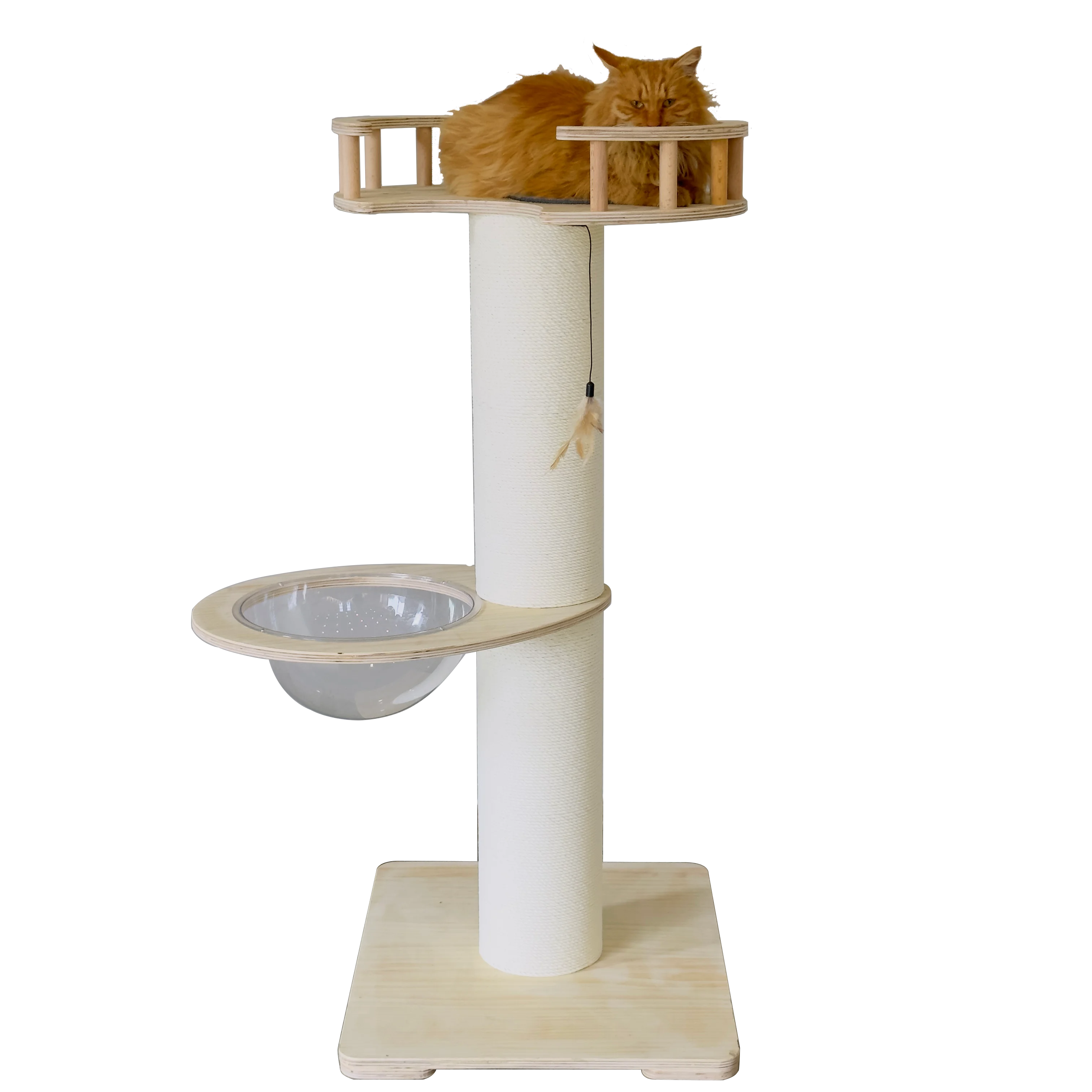 

Cat Tree with 6.3” Thick Poles Cat Climbing Tower with Acrylic Dome Cushion