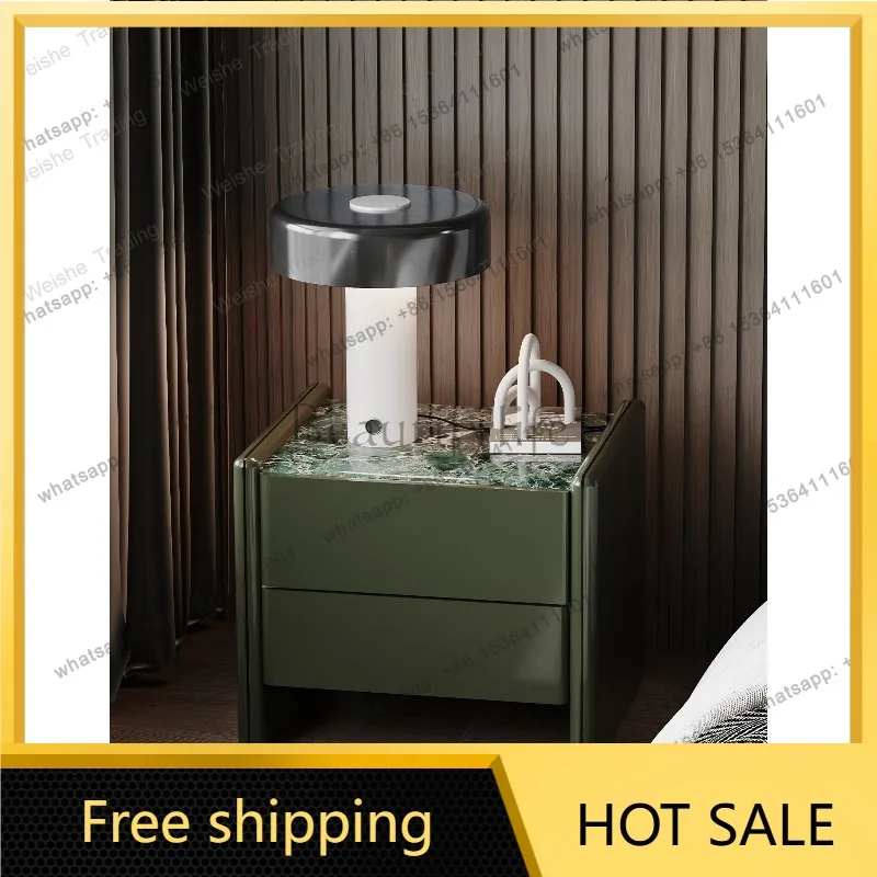 LDLuxury stone bedside table Italian light luxury bedside storage household bedroom locker