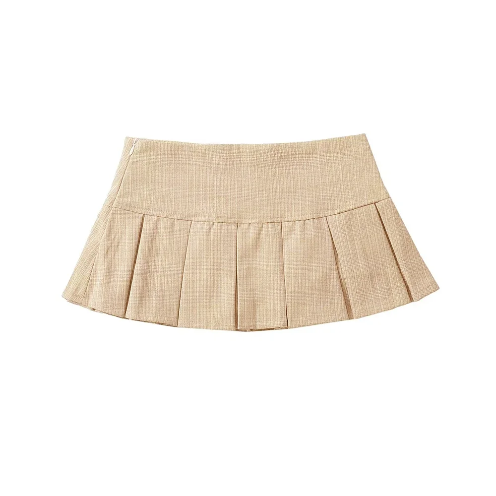 

Skirts Summer Cute Fitting Slim Folds Plaid Low Waist Mini Pleated Casual Skirts For Women