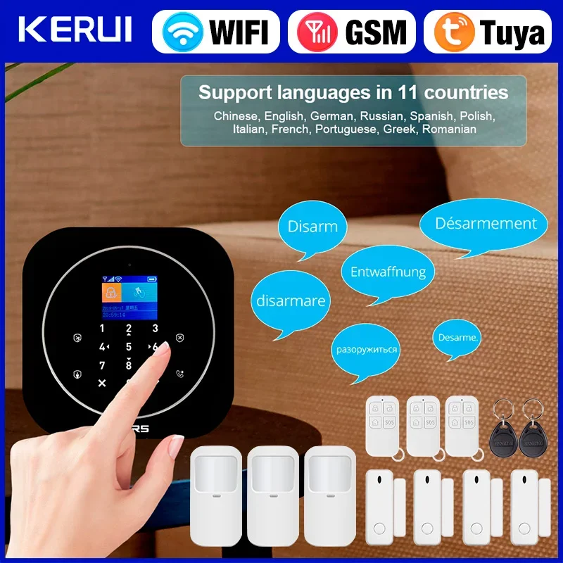 KERUI Wireless Home Security Alarmsysteem Alexa WiFi GSM Huisalarmkit met bewegingssensordetector Tuya Smart/Smart Life G12