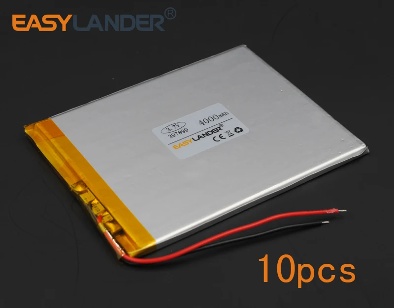 

10pcs 3.7V 4000mAh 397899 Polymer Li-ion Battery For Bluetooth Notebook Tablet PC PDA E-Book Power Bank Portable DVD GPS