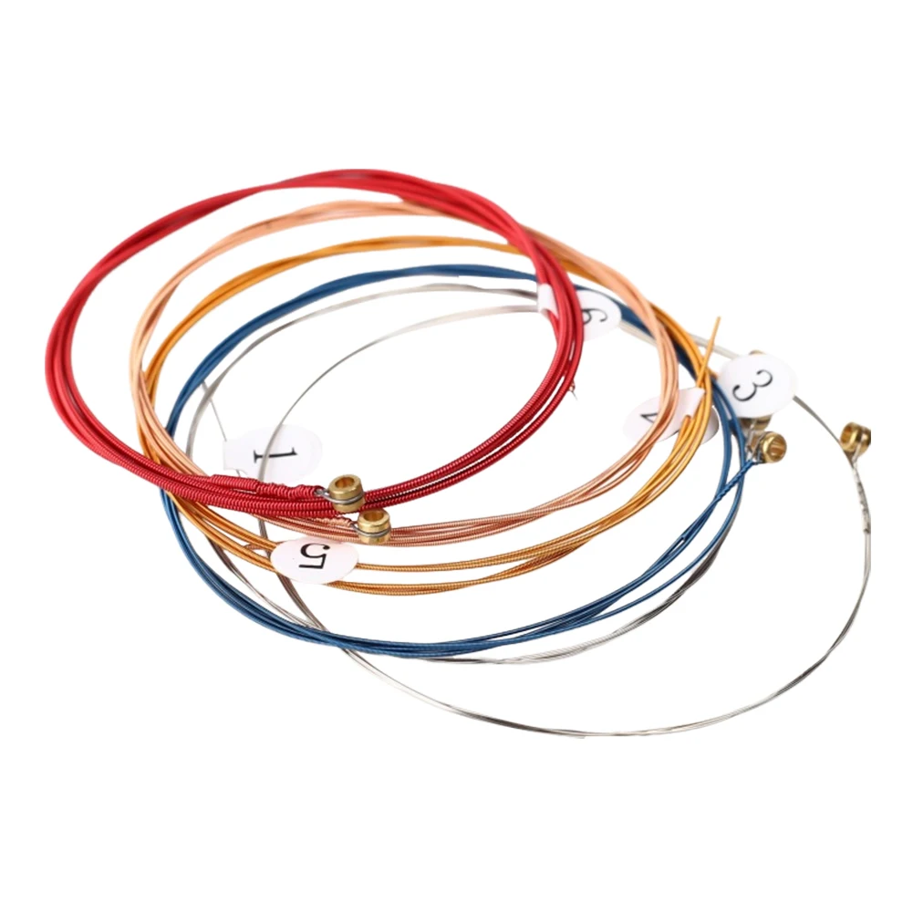 

6Pcs/Set Acoustic Guitar Strings Colorful Acoustic Folk Guitar Strings Replacement Parts Acoustic Guitar Copper Core Strings Kit