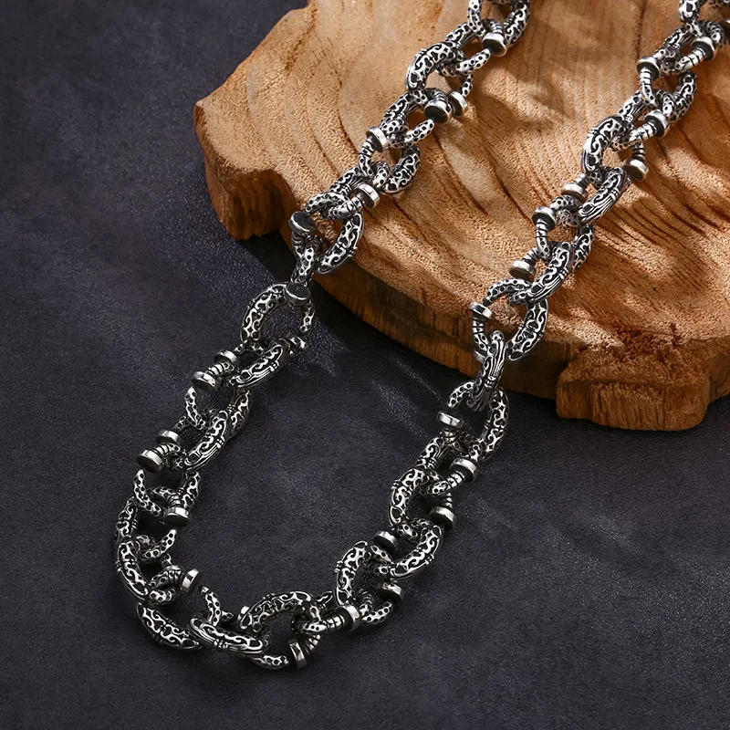 necklace domineering seiko nail texture ring buckle patchwork necklace men's and women's trendy stylish jewelry