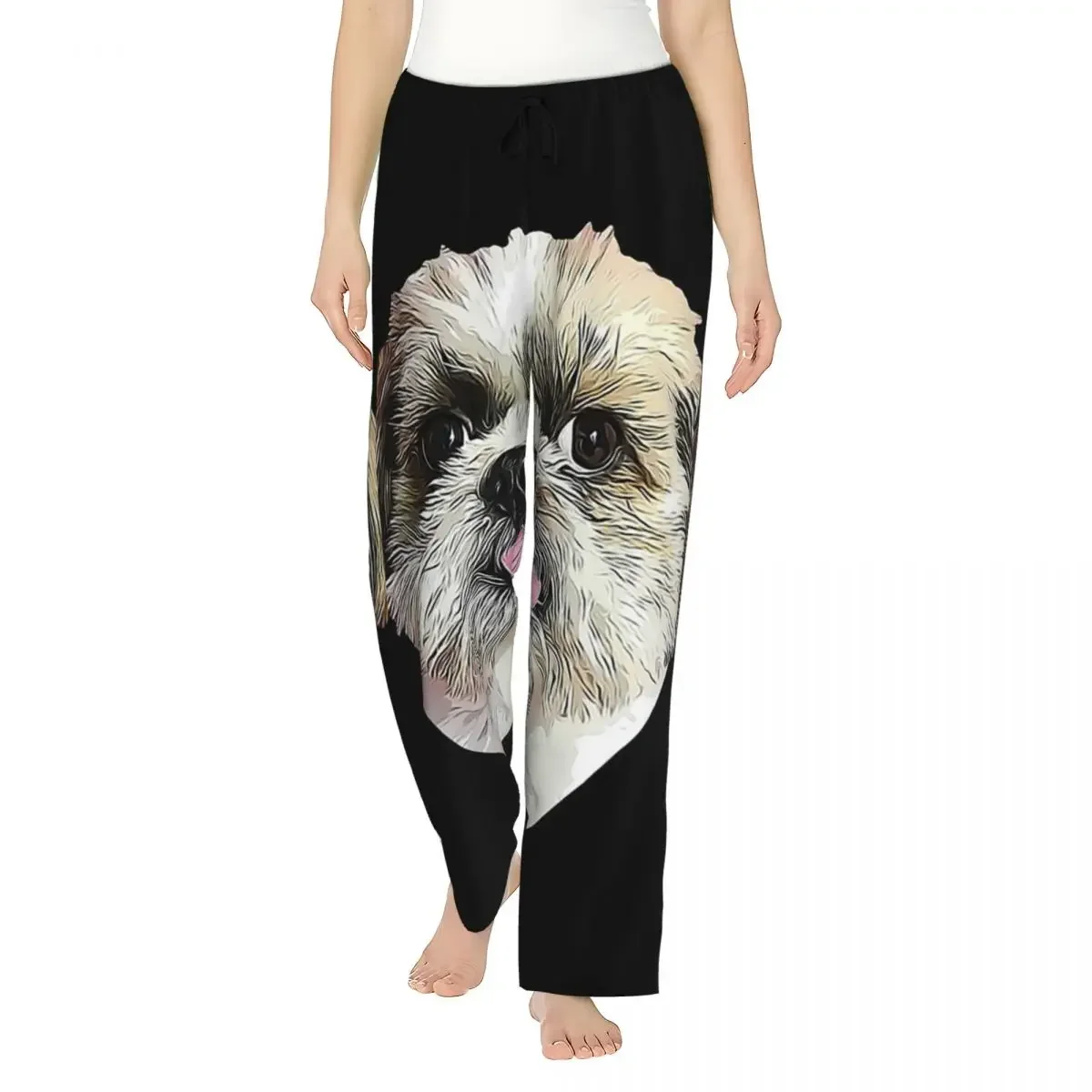 

Custom Shih Tzu Dog Women Pajama Pants Lounge Sleep Sleepwear Bottoms with Pockets