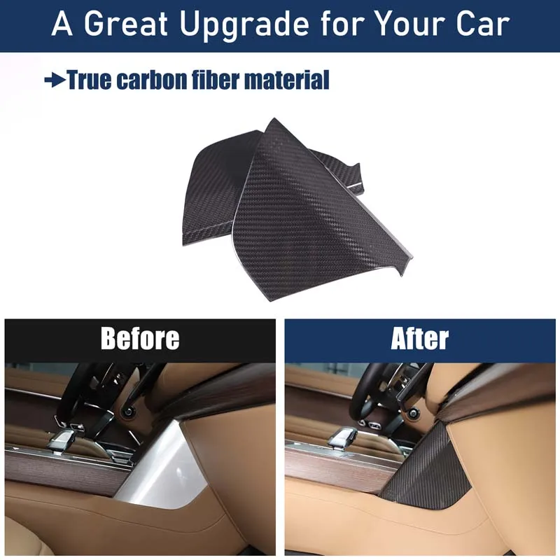 2 قطعة لاند روفر رينج روفر فوغ L460 2023 + ألياف الكربون الحقيقية سيارة التحكم المركزي لوحة الركبة ملصقات الزخرفية اكسسوارات #3