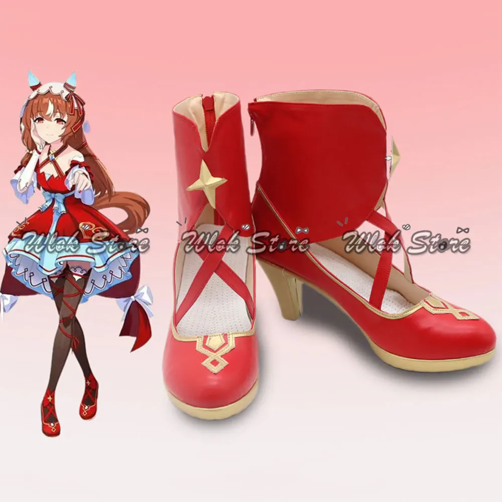 Umamusume Pretty Derby Still in Love Cosplay Shoes Customized Red Heels Anime Halloween Party Carnival Role Play Shoes Women