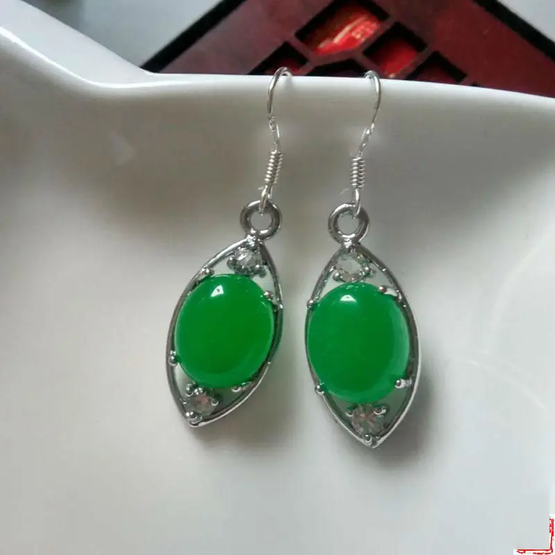 Full of green Ma Laiyu jade  earrings