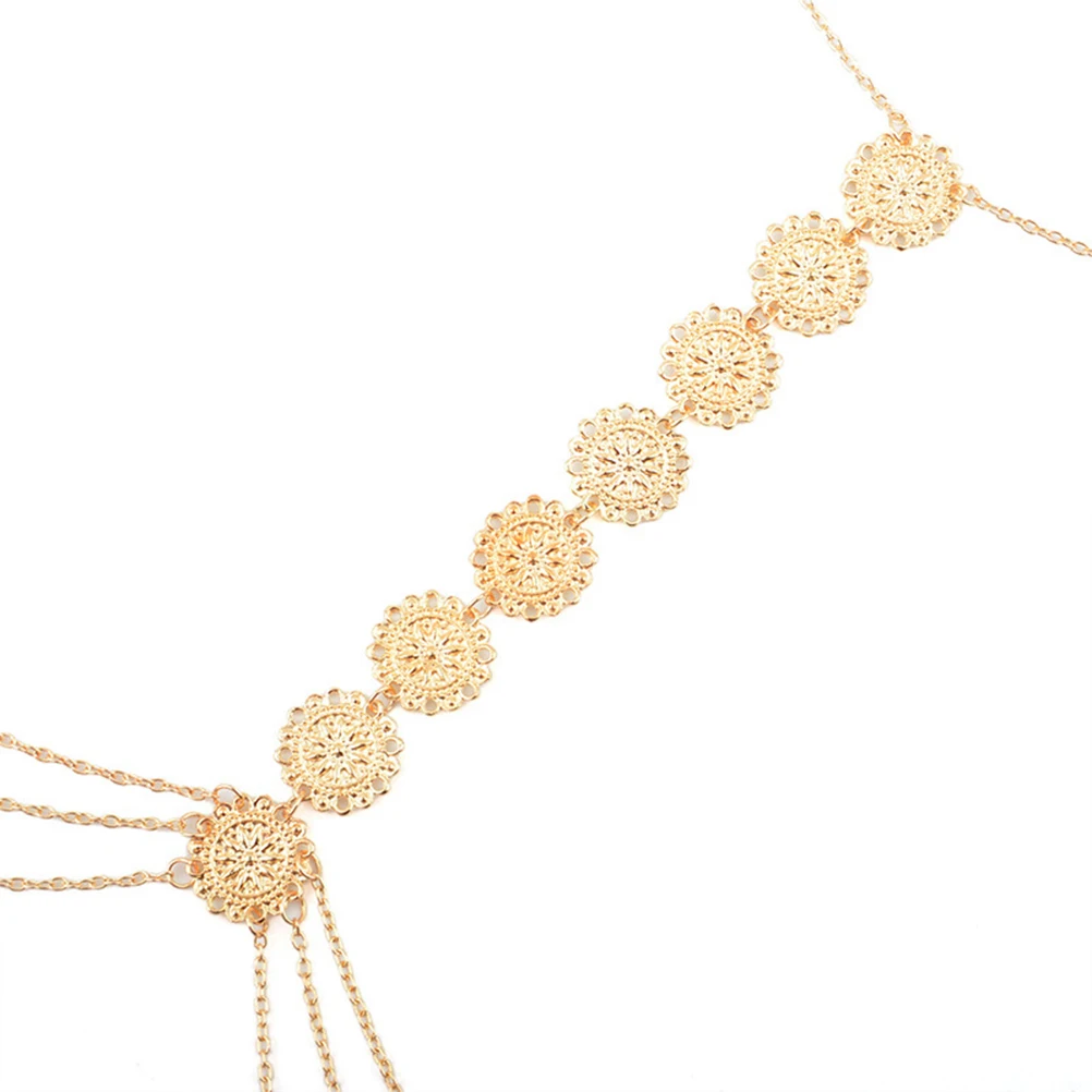 

Golden Vintage Carving Body Chain Necklace Fashion Pendant Unique Flower Design Women Necklace Pendant Party Gift