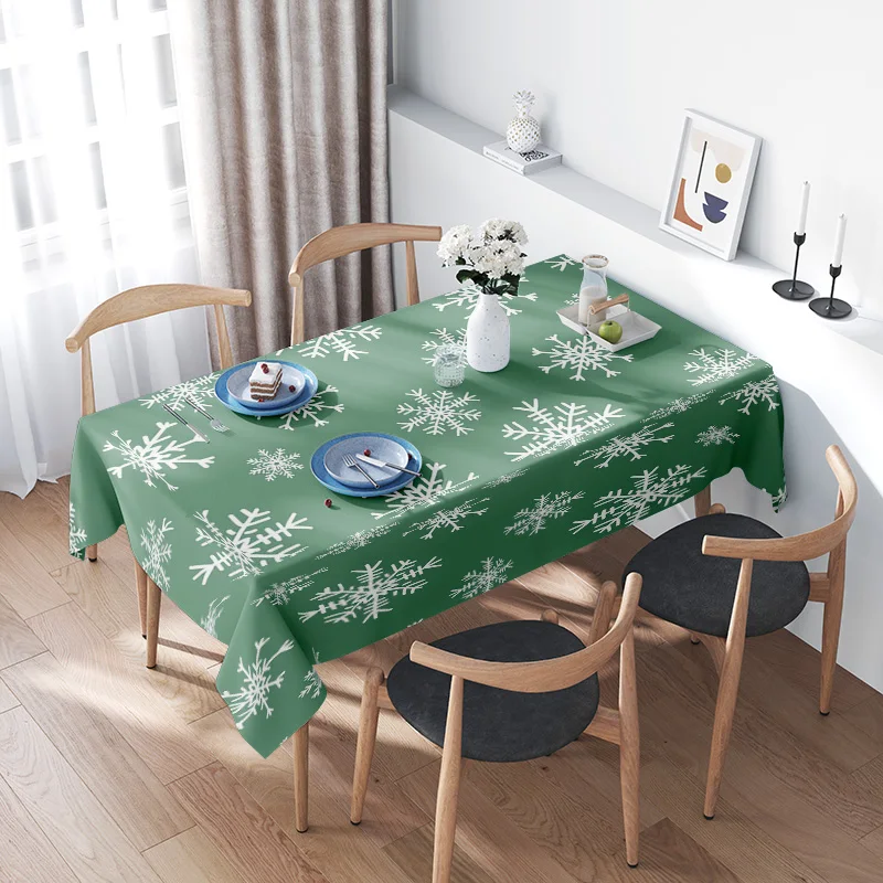 

Snowflake Tablecloth Christmas Party Decoration Home Decor Green Plaid Print Table Cover for Dining Room 130x240cm (Green)