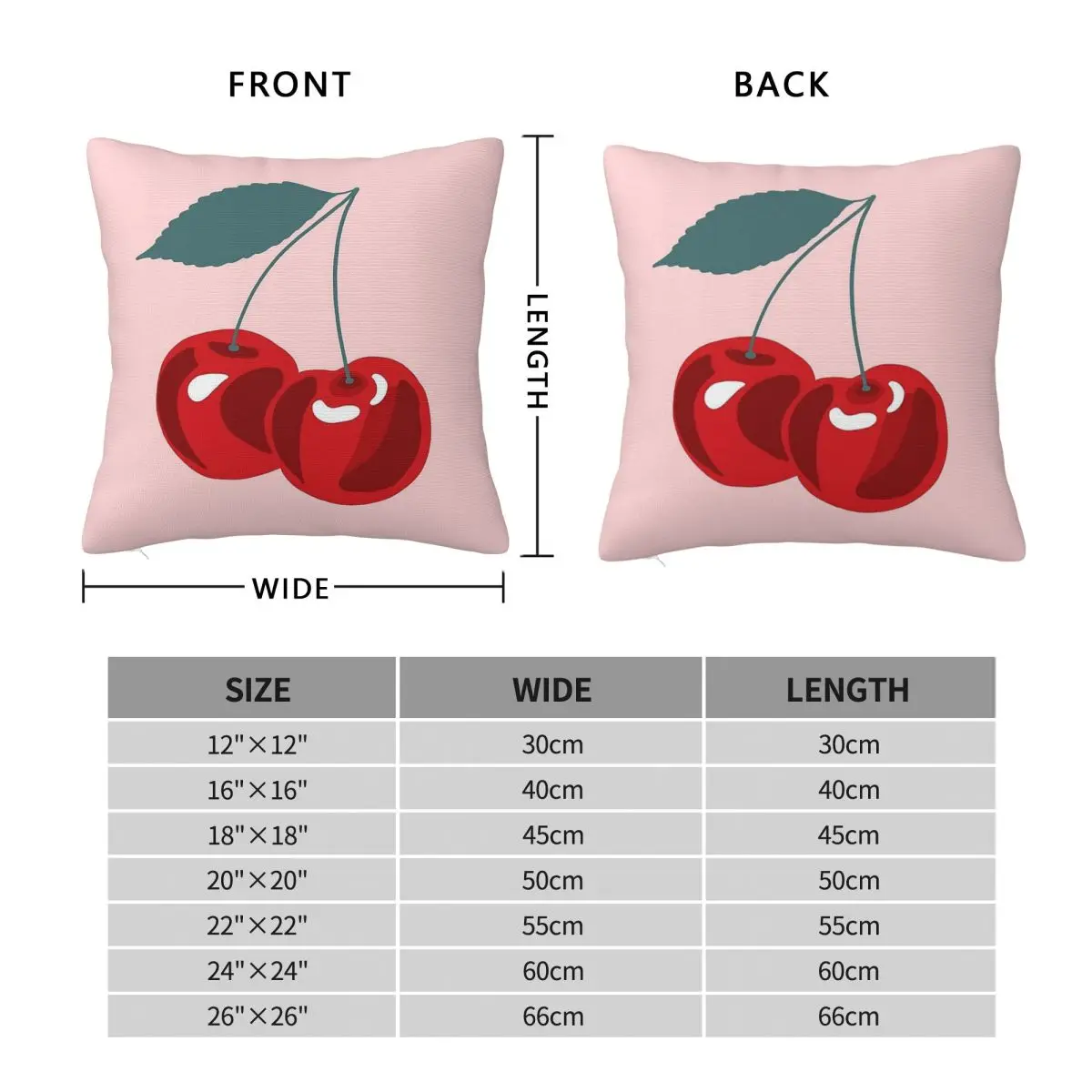 Mon Chﾩri Cherry Stripe Square Pillowcase Polyester Linen Velvet Pattern Zip Decorative Pillow Case Sofa Cushion Cover