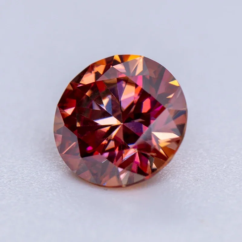 Pedra de moissanite melancia cor vermelha corte redondo diamante cultivado em laboratório para joias diy anéis brincos fazendo com certificado gra