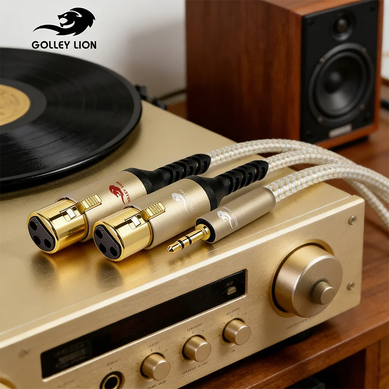 Aux 3.5mm to Dual XLR Breakout Cable 1/8 Inch to Double XLR Plug Unbalanced Y-Splitter XLR to 3.5mm Audio Adapter Cord