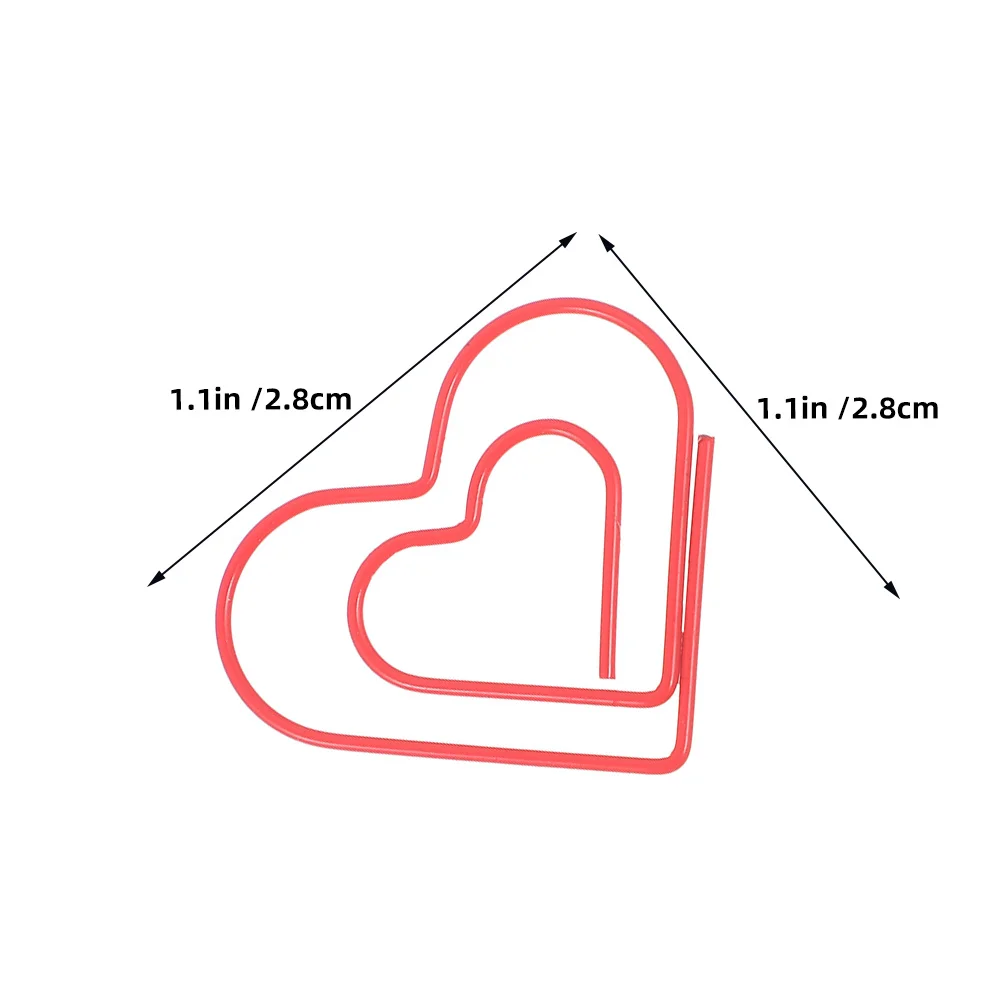 100 шт., зажимы для переплета в форме сердца, красные металлические милые скрепки в форме сердца любви, офисные журналы, планировщик, декоративные для скрапбукинга