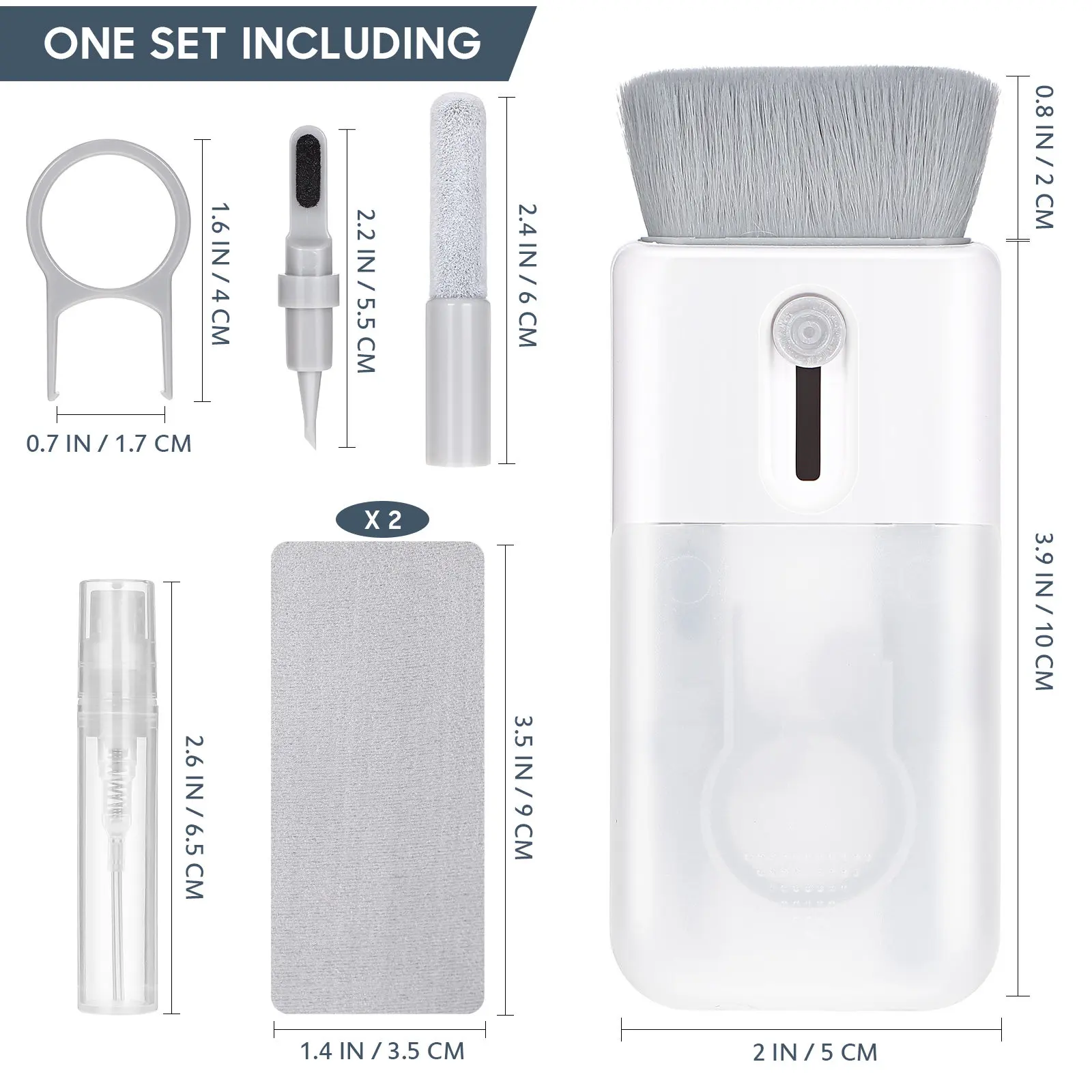 2Sets Professional Electronic Cleaning Set High Density Brush Pen Flock Sponge Key Cap Puller Spray Bottle for Headphones Phones