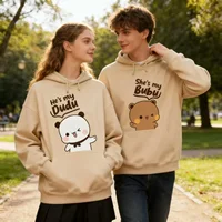 Sudaderas con Capucha de Pareja Bubu Dudu Bear, Conjunto a Juego para Él y para Ella, Atuendos Casuales y Lindos para Parejas, Ropa de Otoño e Invierno para Hombres y Mujeres, Ropa para el Día a Día