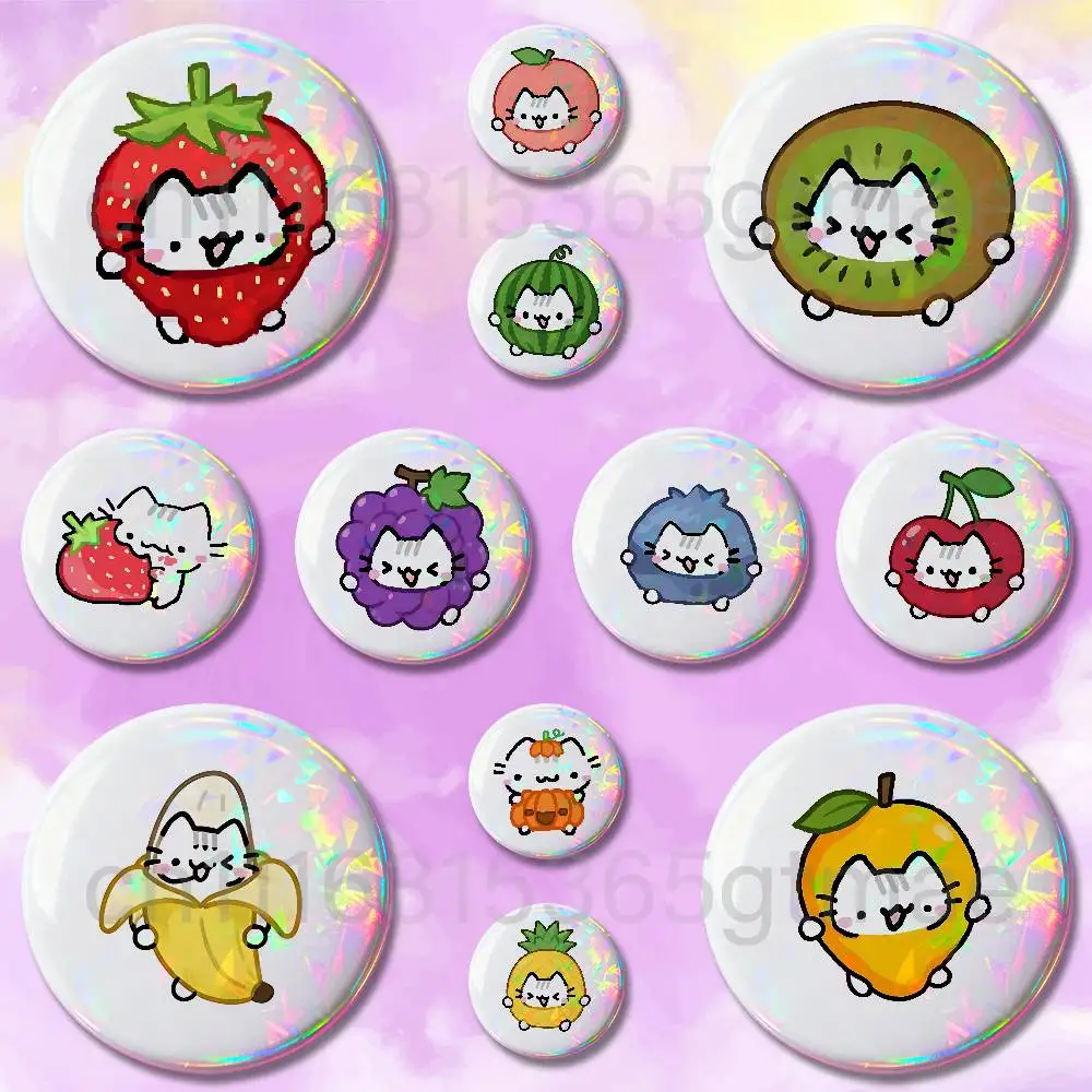 Strawberry Cute Fruit Cat meme Badges Round Itabag Decoration IP Peripheral Products 58mm 44mm 32mm 75mm 25mm Mini