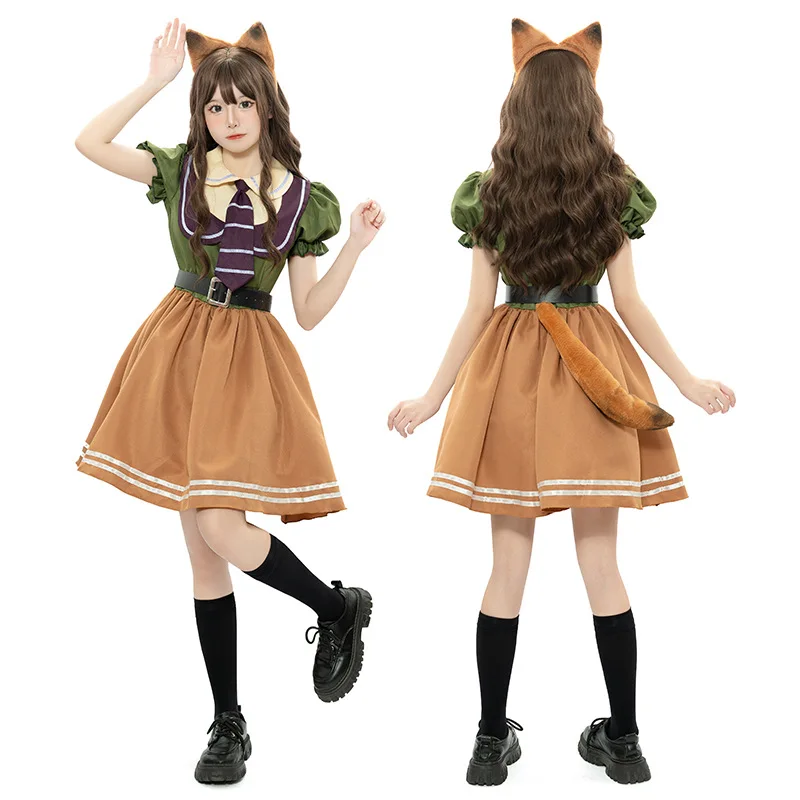 

Anime Zootopia Halloween Cosplay Costume Fox Nick Judy Cute Dress Set Theme Party Stage Performance Outfit Adult Women Girls