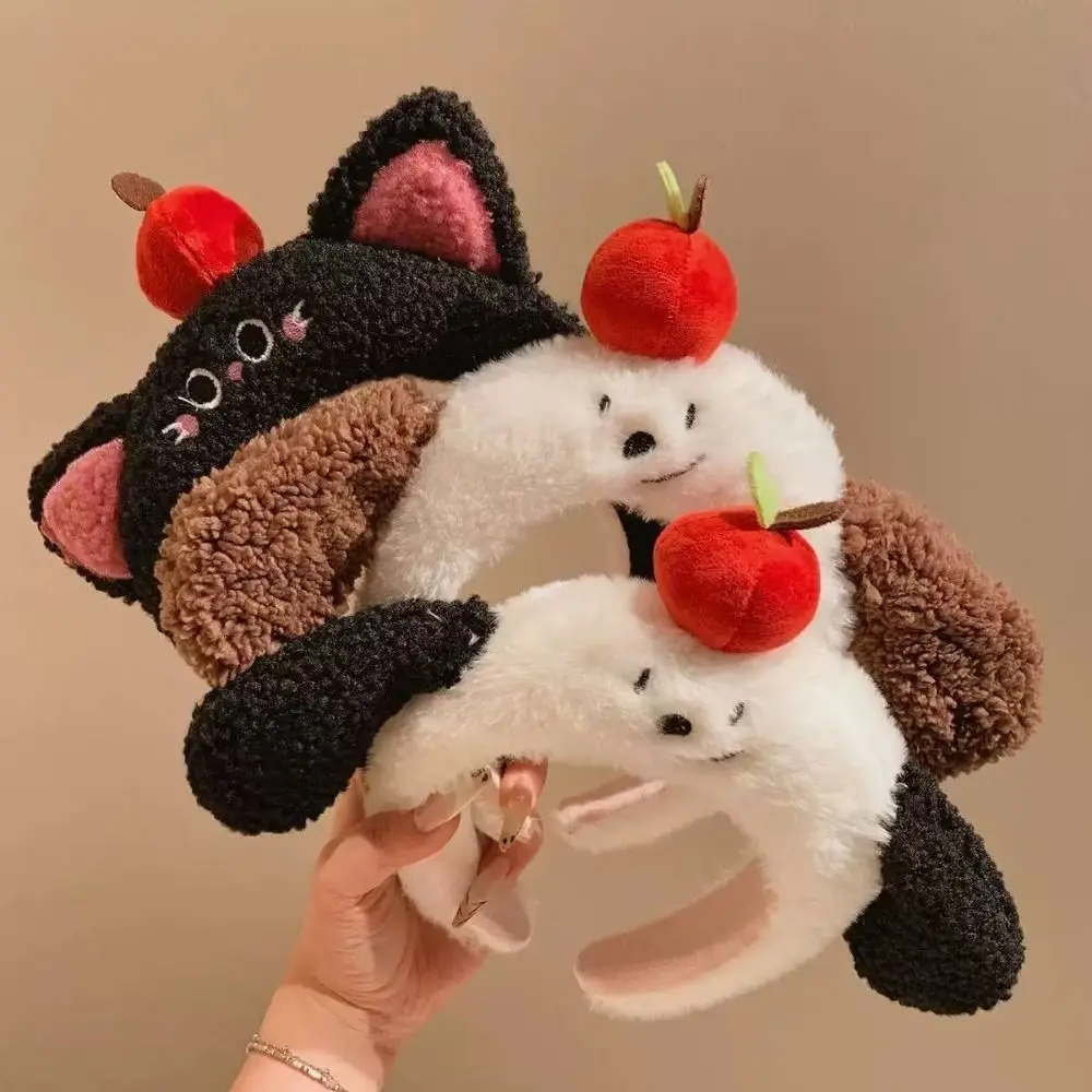 

Fashion Puppy Ear Cartoon Headband Cat Dog Fluffy Plush Headband Korean Style Photography Face Wash Headband Children