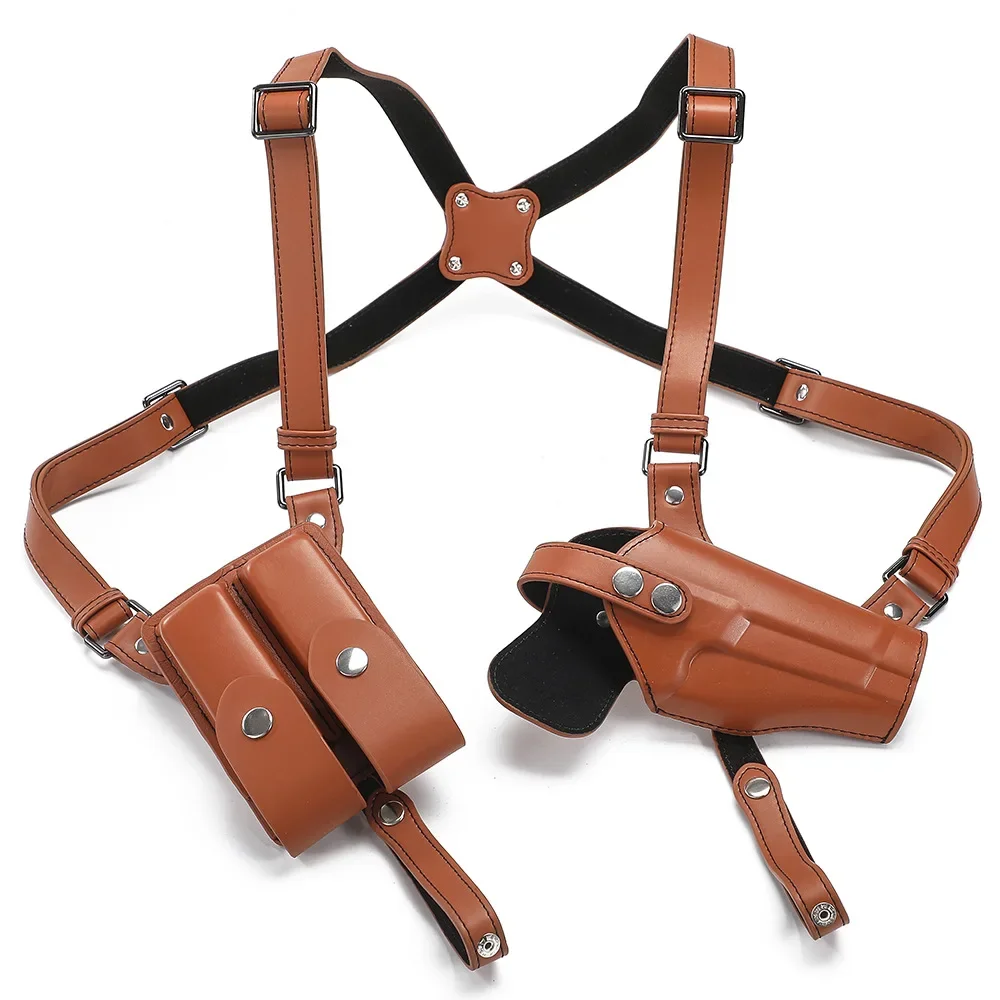 

Универсальная кобура с вертикальным плечевым ремнем, тактическая универсальная кобура для подмышек G17, тип 92 1911, кожаная сумка для пистолета