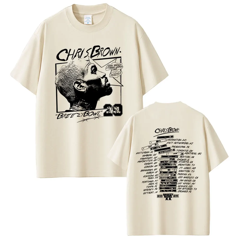 

Hot Sale Chris Brown Breezy Bowl XX Tour 2025 T Shirt Men Women Hip Hop Pop Music T-shirts Men's Fashion Rap Vintage T Shirts