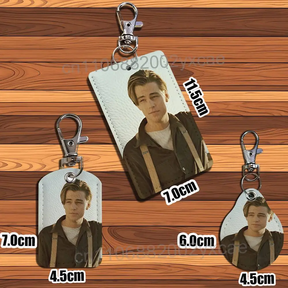Make it count Leonardo DiCaprio Leather Keychain Badge Holder with Lanyard  ID/Access Card Holder Key Ring Accessory Gift Option