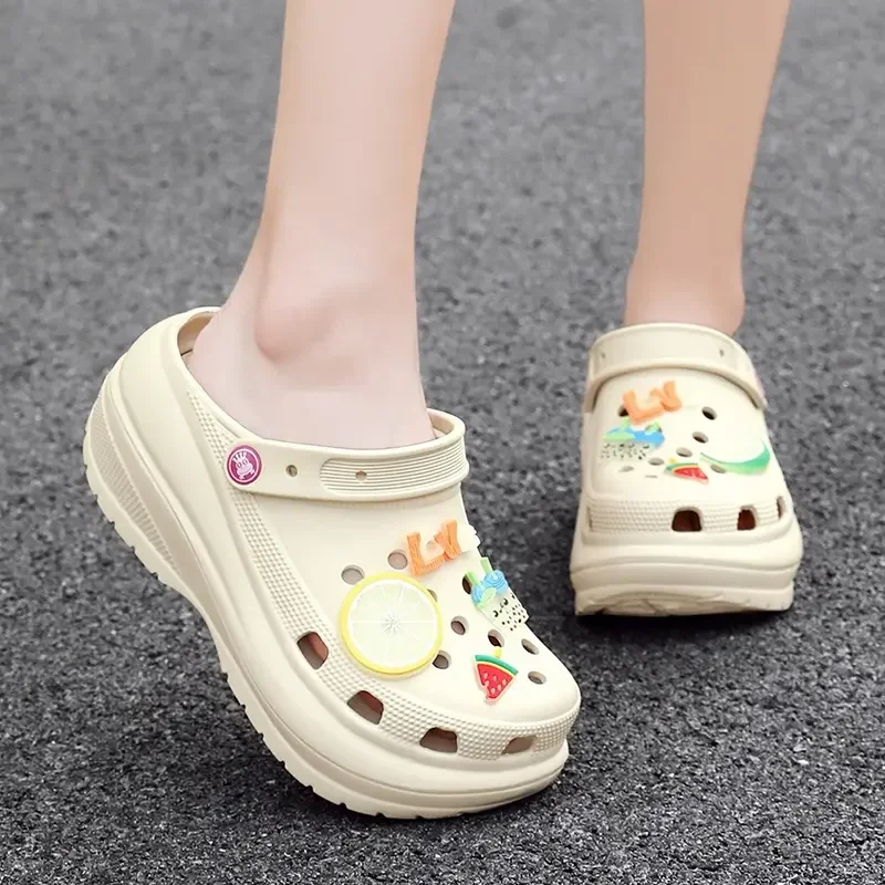 Women Night Glow High Heels Summer Slippers Outdoor Thick Platform Beach Sandals Indoor Non-slip Wedges  Shoes Fashion Lady