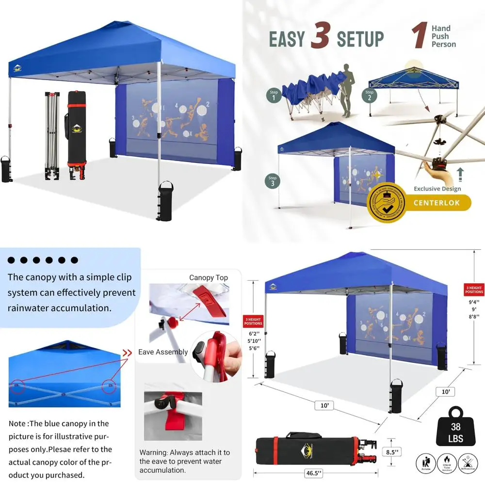 เต็นท์กันสาดแบบป๊อปอัพขนาด 10x10 ฟุต พร้อมตาข่ายกันแมลง - ติดตั้งง่าย ใช้เป็นร่มกันแดดสำหรับกิจกรรมกลางแจ้งและงานปาร์ตี้