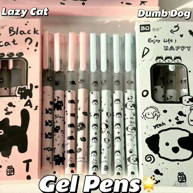 Kawai New Cartoon Straight Liquid Quick Drying Ball Pen Ins Wind High Value Student Test Writing 0.5 Smooth Brush Question