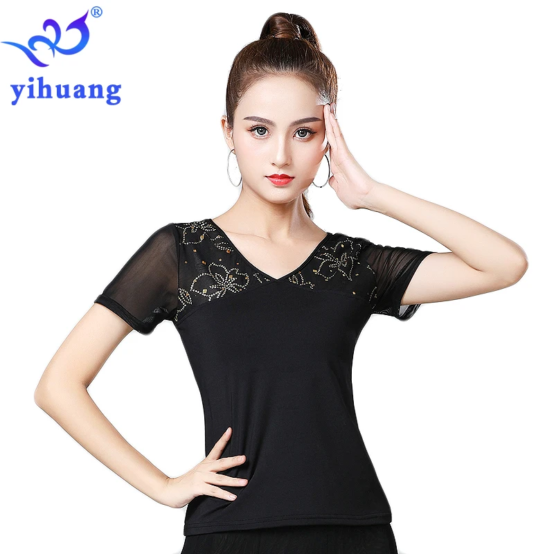 ห้องบอลรูมเต้นรําเครื่องแต่งกายสวมใส่โมเดิร์นมาตรฐานTango Waltz Party Dress Tops Square Danceเสื้อลําลองพื้นบ้านเต้นรําTop