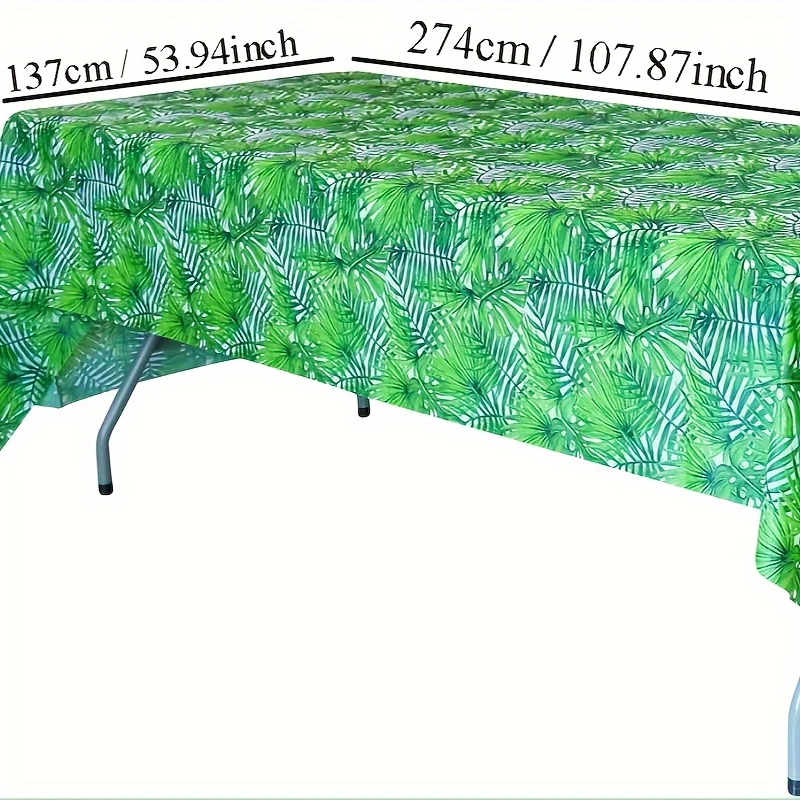 مفارش طاولة بلاستيكية للاستعمال مرة واحدة مع تصميم أوراق النخيل ، موضوع هاواي الاستوائي ، للحفلات ، الأماكن الداخلية والخارجية ، ديكور سفاري الغابة #3