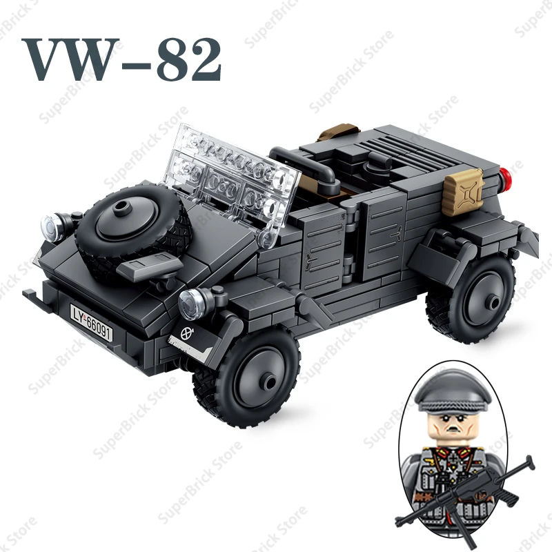 

WW II German VW 82 Bucket Car (Kubelwagen) Model Building Blocks Infantry Armored Vehicle Lightning Fast Horse Bricks Toy Gift
