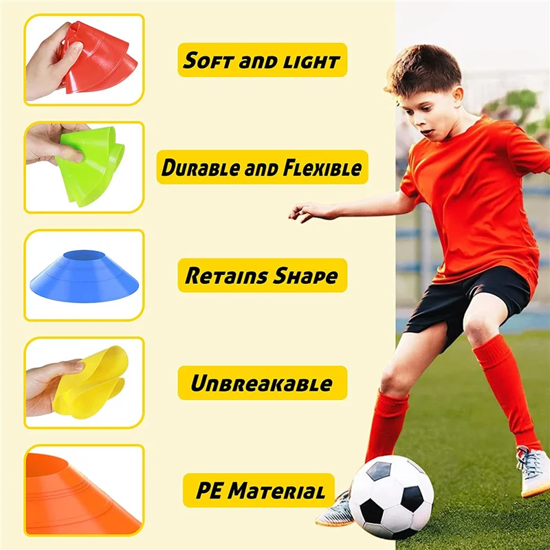 Y49A-50 แพ็คกรวยฟุตบอล เด็ก เครื่องหมายสนาม 7.5 นิ้ว สำหรับฟุตบอลบาสเก็ตบอลสเก็ต