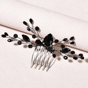 Trendy Tiara Wedding Hair Comb Bridal Hairpins BlackRhinestone Head Jewelry Lady Party Accessories Marrige Headbands