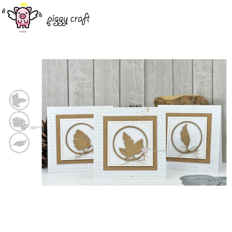 Piggy Craft metal cutting dies cut die mold Maple leaf circle Scrapbook paper craft knife mould blade punch stencils dies