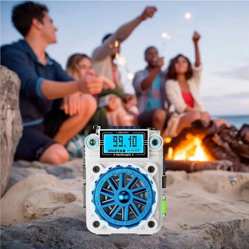 Hot Sale-HANRONGDA HRD-G18 Wireless Portable Speaker Bluetooth 5.2 With Color Lights Small Wireless FM Radio For Home/Outdoor