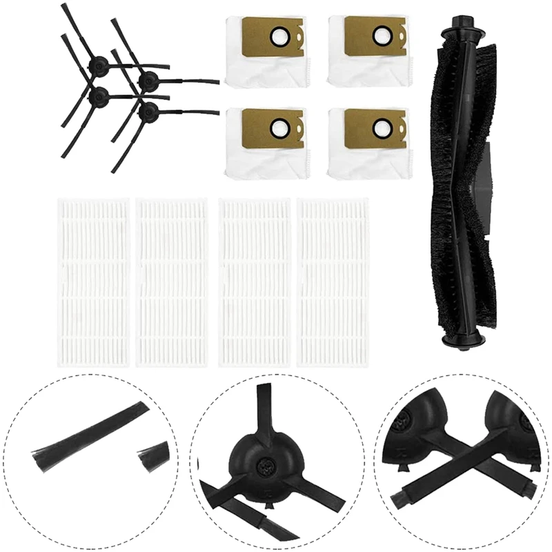Abud-フィルター付きローラーブラシ,サイドブラシ,ダストバッグ,ionvac smartclean v4 robovac,kyvol,cybovacs31用部品アクセサリー