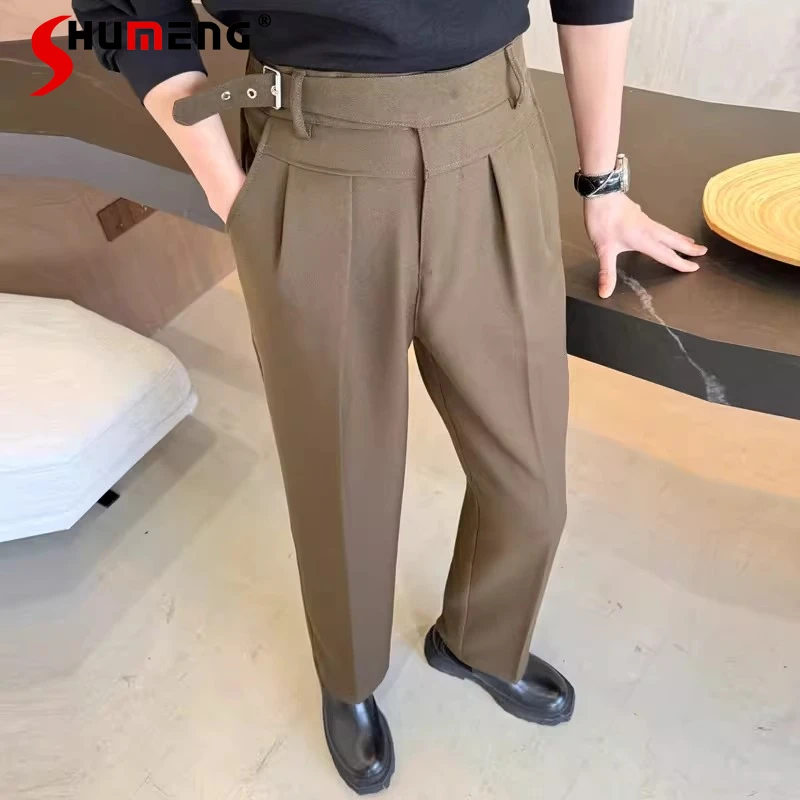 

Fashion Straight Trousers Men's 2026 Summer Slim High-end Solid Color Chic Trousers Male Simple Handsome Trendy Handsome Pants