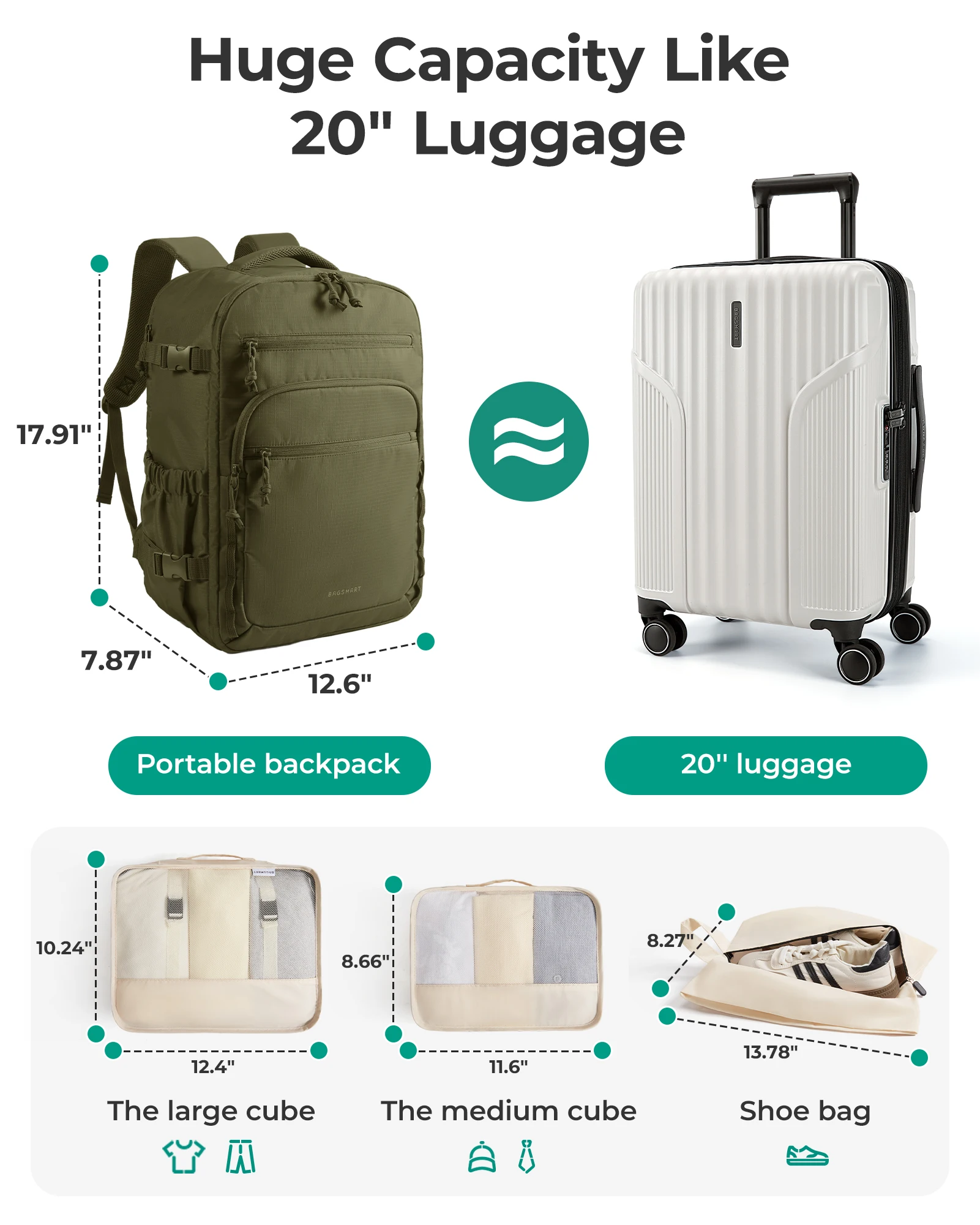 BAGSMART 17.3 inch Laptop Backpack Large Capacity Carry On Bag Flight Approved Expandable Business Trip Backpack