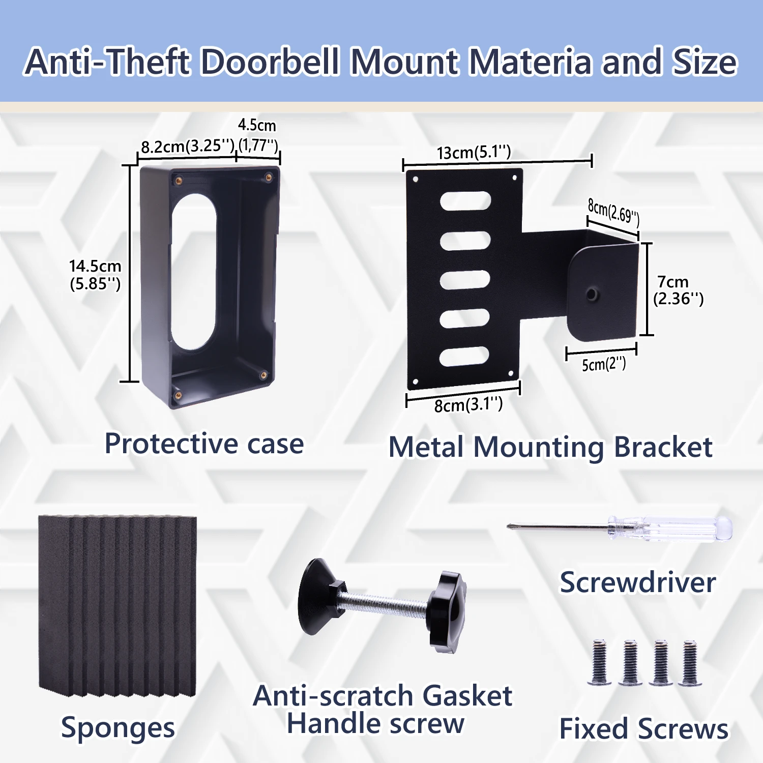 Anti-Theft Video Doorbell Mount, No Drill Doorbell Holder for Apartment Hotel Rental Homes, Compatible with Ring Video Doorbell