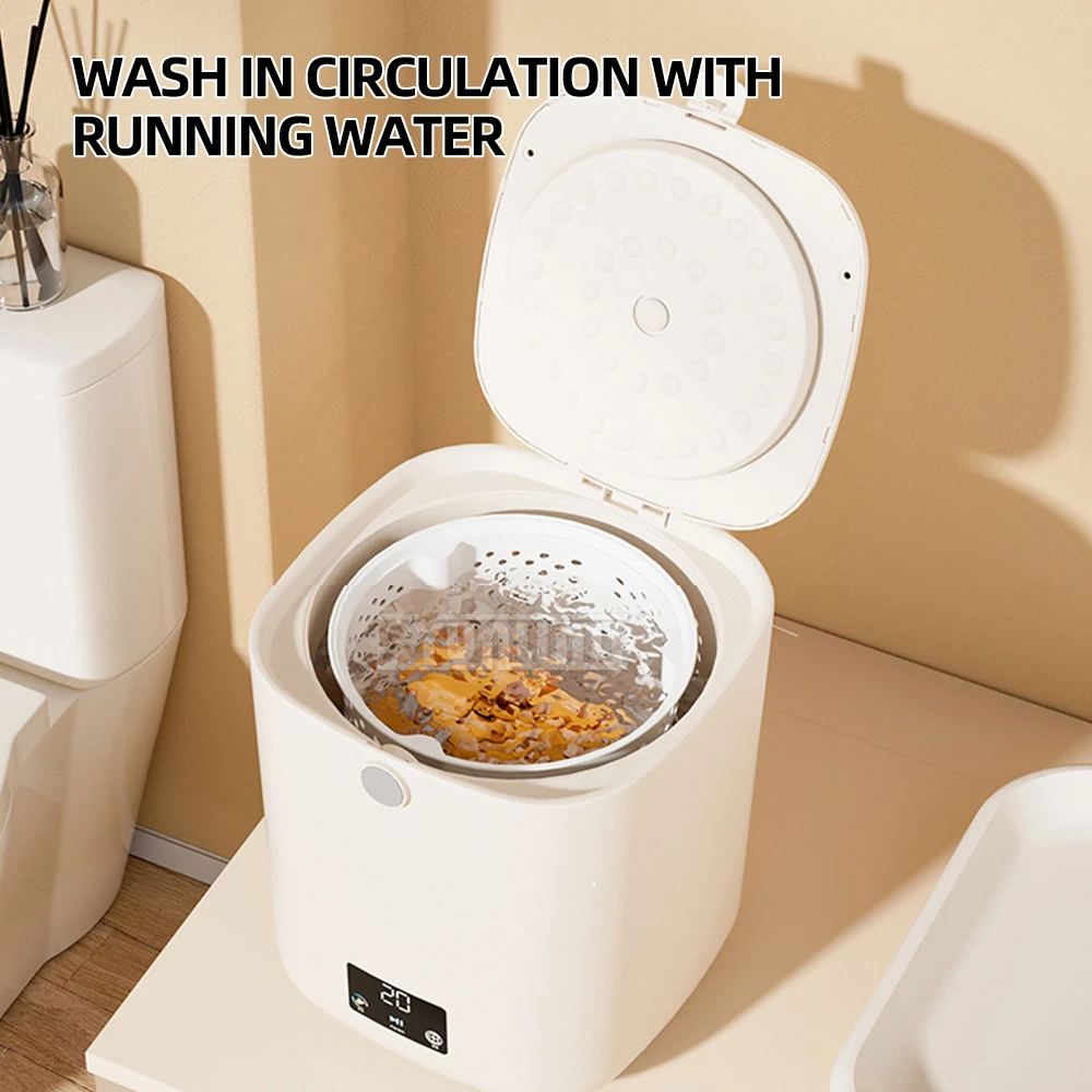 Портативная стиральная машина для одежды, автоматическая маленькая стиральная машина с сенсорным ЖК-экраном и отжимной сушилкой, мини-стиральная машина, сушилка