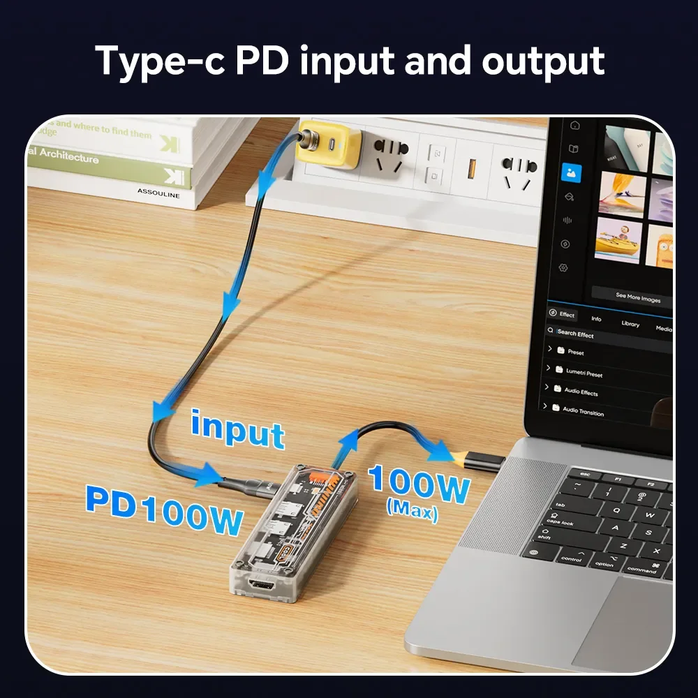 ASOMETECH 6 في 1 USB HUB Type-c إلى HDMI-متوافق 4K TF PD 100W محول لماك بوك برو USB 3.0 Hub ملحقات الكمبيوتر المحمول اللوحي #5