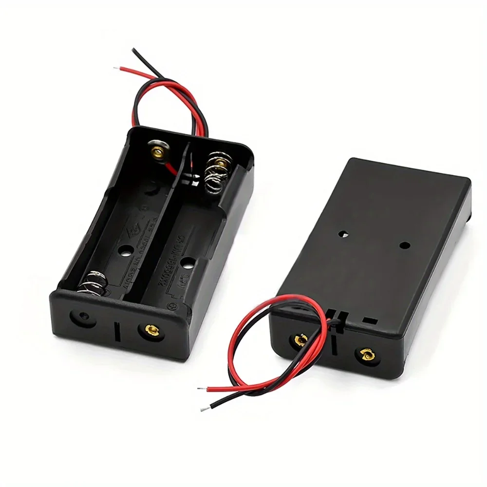 1pc 18650 Battery Box Lithium Battery 1/2/3/4 Black Plastic 18650 Series Connection Battery Holder With Cord Battery Box