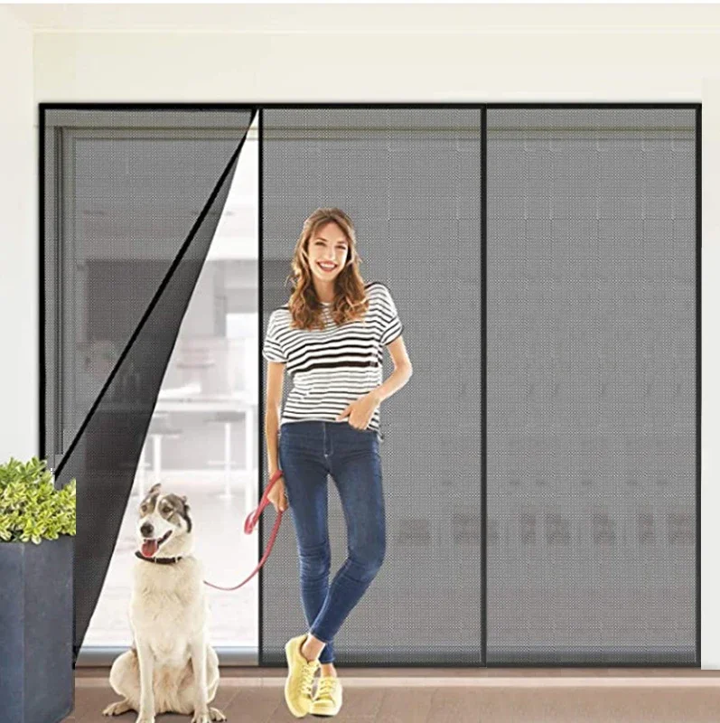 

black，Magnetic Door Screen Mosquito Net，Custom Size Summer Anti insect Mesh Automatic Closing door Curtain，Balcony, garage，gate